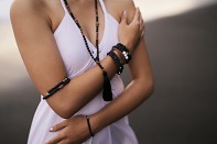 PRIA bracelet - lava, rudraksha and silver.