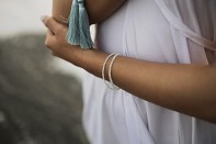 PRAYA bracelet - rainbow moonstone and silver.