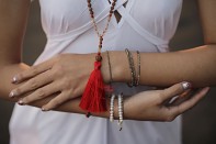 AMOA bracelet - pyrite, sapphire and gold plated silver.