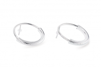 Large Icy Hoops - Silver earrings with glossy glass tubes