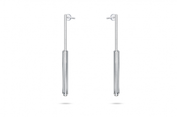 Small Icy Sticks - Silver earrings with glossy glass tubes