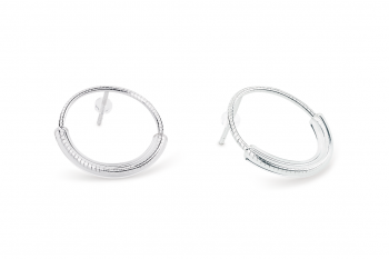 Small Icy Hoops - Stříbrné náušnice kroužky, lesklé sklo