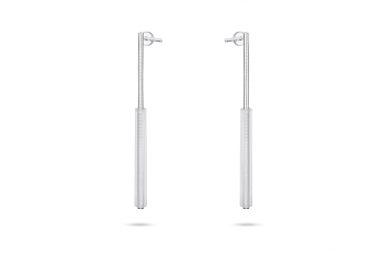 Small Snowy Sticks - Silver earrings with matte glass tubes