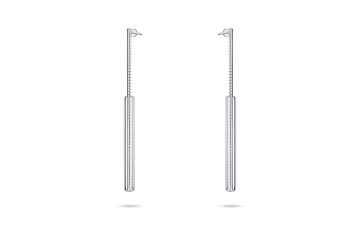 Large Icy Sticks - Stříbrné náušnice tyčky, lesklé sklo