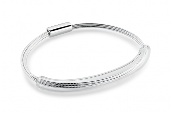 Large Icy Bracelet - Silver bracelet with glossy glass tube