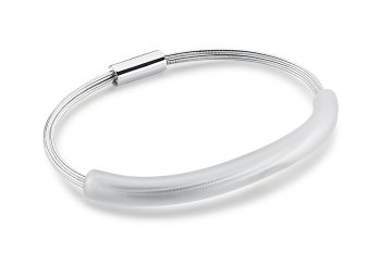 Large Snowy Bracelet - Silver bracelet with matte glass tube