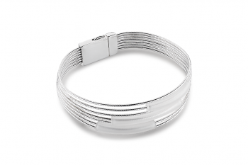 Queen Maud Snowy Bracelet - Silver bracelet with matte glass tubes