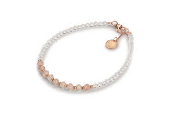 AKASA - dedicated to the desire for AWAKENING, white topaz, rose quartz and rose gold plated silver