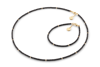 ANDROMEDAE SET II - dedicated to the desire for BEAUTY, black spinel and gold plated silver