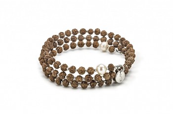 PRANA - bracelet with freshwater pearl, Rudraksha seed and silver