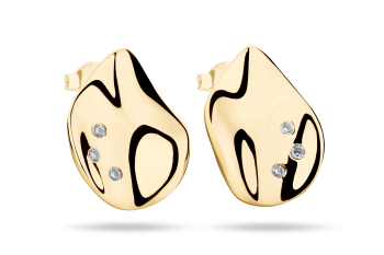 Rosa Tudor Zircon Studs Large - pozlacené náušnice