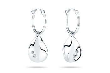 Rosa Tudor Zircon Hoops Large - stříbrné náušnice kroužky