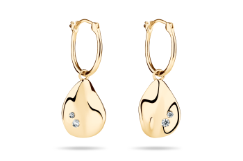 Rosa Tudor Zircon Hoops Large - pozlacené náušnice kroužky