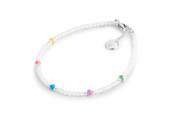 Chakra - náramok s s bielym zirkónom a kameňmi piatich čakier zasvätený túžbe po PREBUDENIU