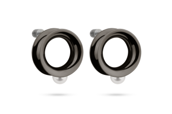 Pearl Amulet Hoops - Silver earrings hoops with river pearl, black rhodium