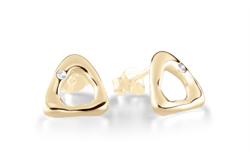Element AIR – small gold-plated stud earrings with white sapphire
