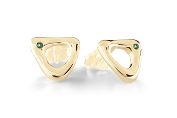 Element EARTH – small gold-plated stud earrings with emerald