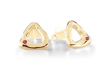 Element FIRE – small gold-plated stud earrings with ruby