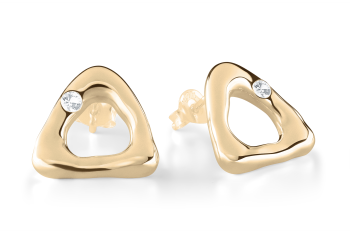 Element AIR – large gold-plated stud earrings with white sapphire