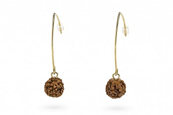 SHIVA - Silver earrings, gold plated, Rudraksha seed