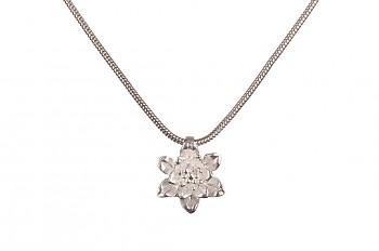 MANI PADMA - silver necklace with small lotus, chain 42 cm