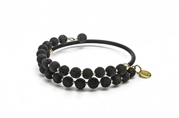 EOS - bracelet, with rubber tube, lava and gold plated silver