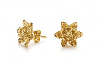 MANI PADMA - Gold plated earrings, lotus