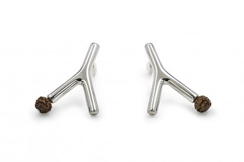 WAI Rudraksha Earrings - Silver earrings, Rudraksha seed