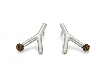 WAI Rudraksha Earrings - Stříbrné náušnice, mat, semeno Rudraksha