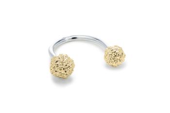 ASA - Silver ring, gold plated Rudraksha