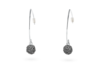 ABHARANA - Silver earrings, black rhodium, Rudraksha