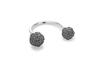 ASA - Silver ring, black rhodium, Rudraksha
