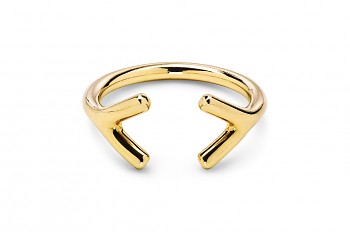 WAI Ring YY - Gold plated silver ring, glossy