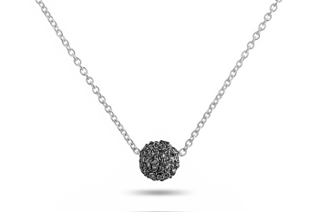BHUSANA - Stříbrný náhrdelník, stříbrná Rudraksha, černá patina