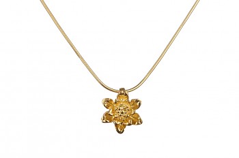 MANI PADMA - silver necklace with small lotus, gold plated, chain 42 cm