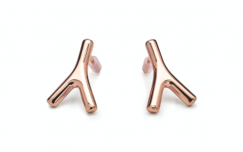 WAI Earrings Mini - Stříbrné náušnice, růžově pozlacené