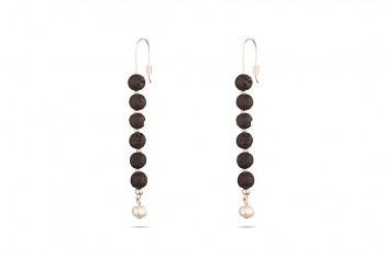 HESTIA - Silver earrings, freshwater pearl, lava stone