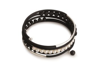 APATE - bracelet with lava, freshwater pearl, rubber and silver