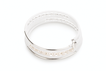 PSYCHE - bracelet with crystal, freshwater pearl, rubber, silver tube