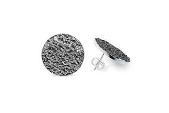 SHAMA - Silver earrings, structure Rudraksha, black rhodium