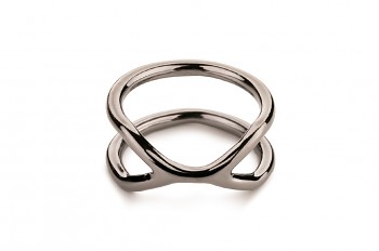 CUFF Ring - Strieborný prsteň, čierne ródium