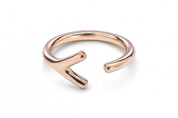 WAI Ring Y - Silver ring, rose gold plated