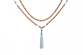 MALA PIRUS - turqoise, moonstone, rudraksha and silver