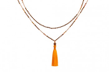 MALA MATAHARI - agate, crystal, rudraksha and gold platted silver