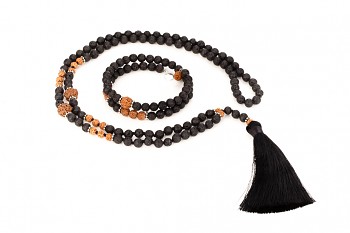 PRIA & MERAPI set - dedicated to the desire for INNER STRENGTH, lava, rudraksha and silver