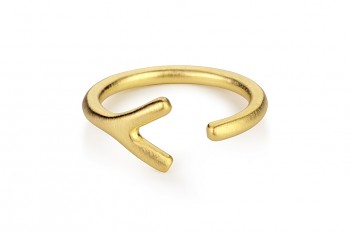 WAI Ring Y - Strieborný prsteň, pozlátený, mat
