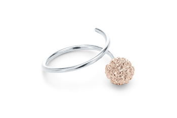 KAMA - Silver ring, rose gold plated Rudraksha