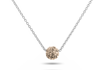 BHUSANA - Stříbrný náhrdelník, stříbrná růžovým zlatem pozlacená Rudraksha