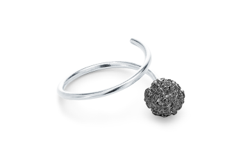 KAMA - Silver ring, Rudraksha, black rhodium