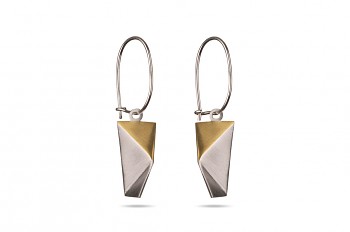 NOSHI Hanging Earrings - silver with gold plated triangle